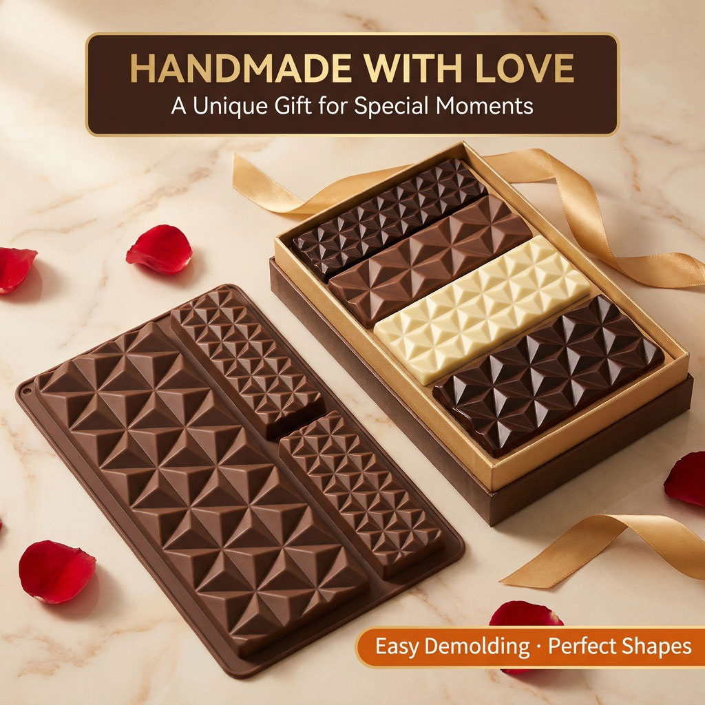 Kitchen Baking Tray - 2-in-1 실리콘 초콜릿 바 몰드, 재사용