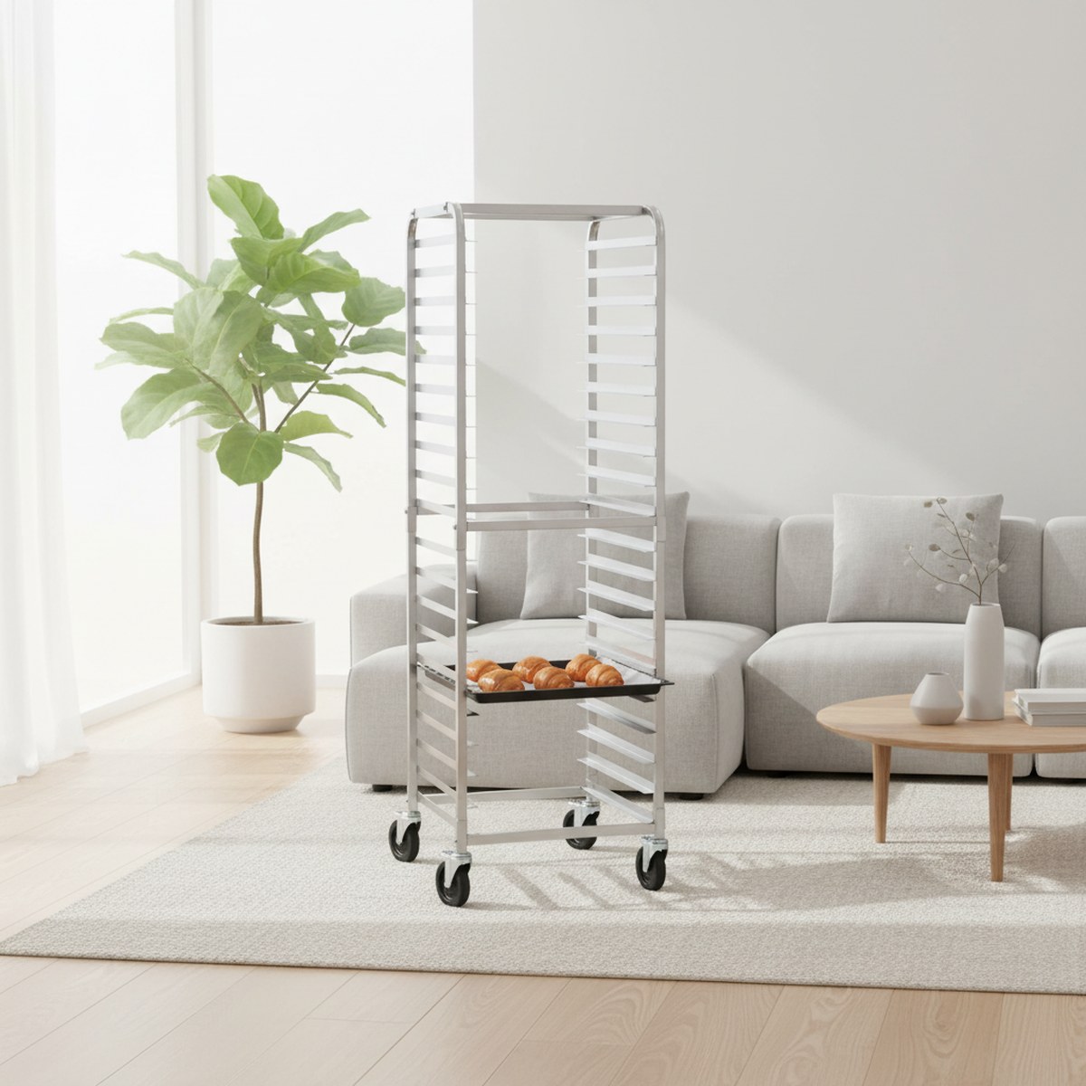 Kitchen Baking Trolley - 상업용 베이커리 랙 20단 알루미늄 트롤리,