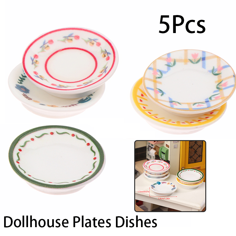 Kitchen Baking Storage - 5Pcs 1/12 인형 집 미니 접시