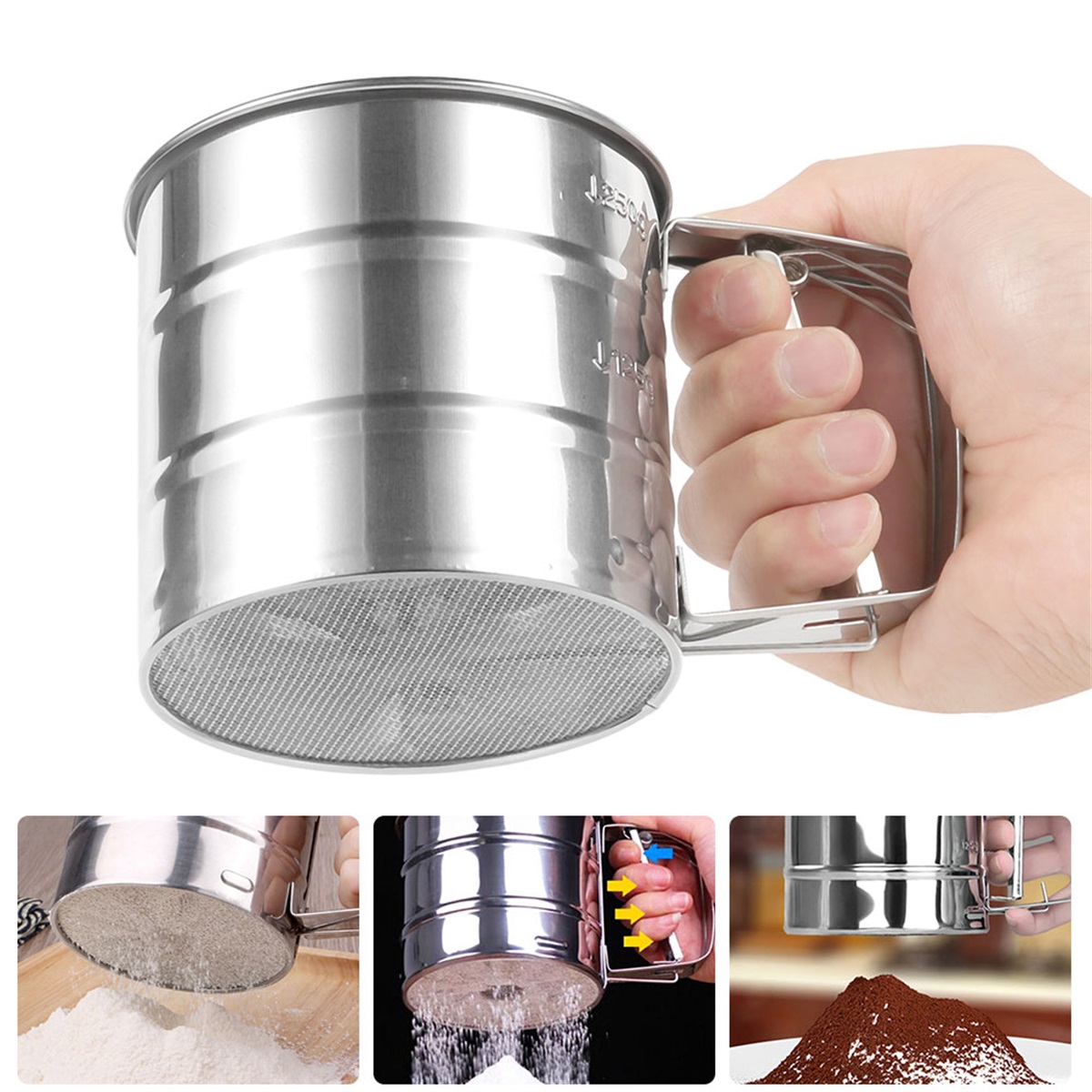 Baking Powder Kitchen - Sifter 채반 스테인레스 스틸 밀가루 체