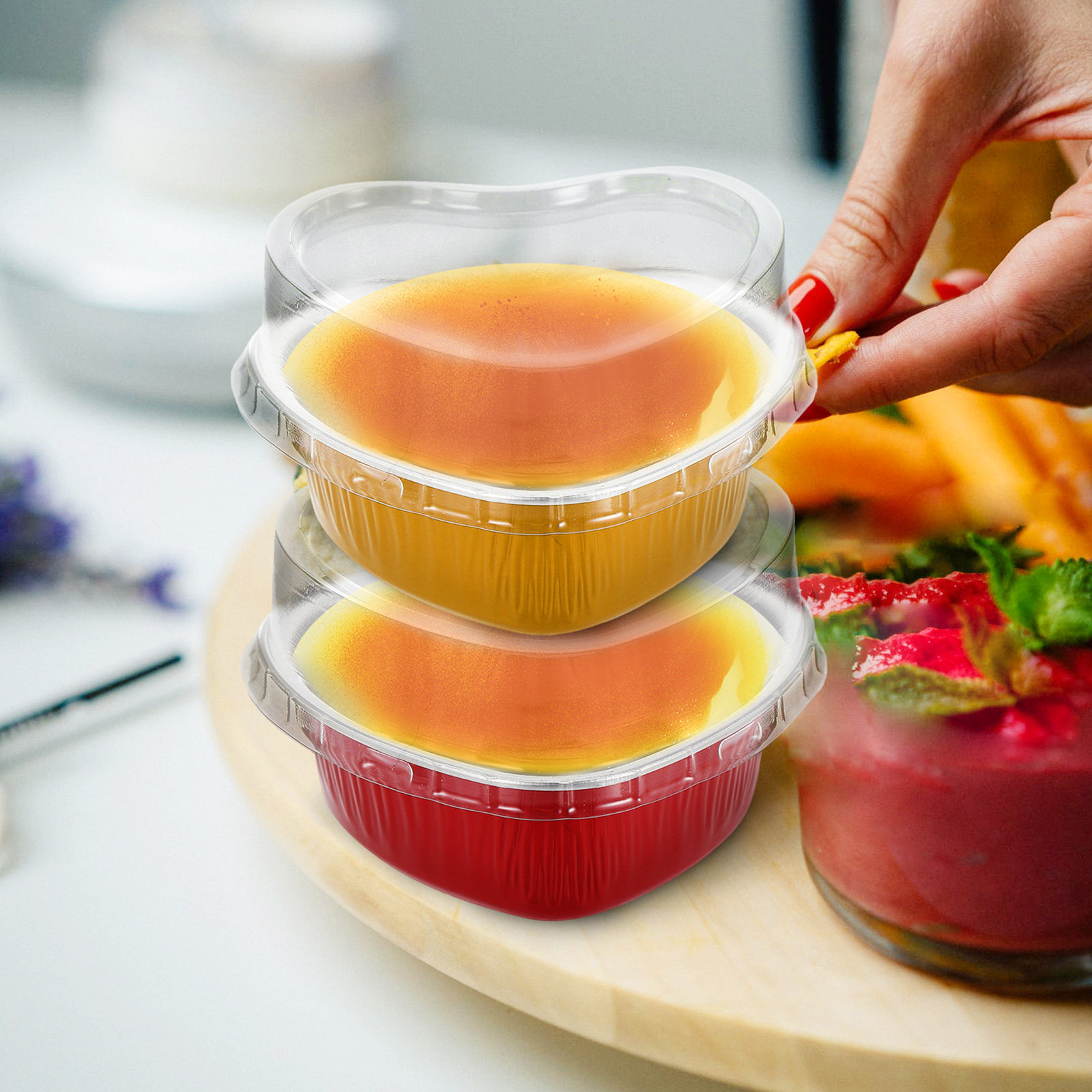 Kitchen Baking Bowls - 20 세트 알루미늄 호일 하트 모양의