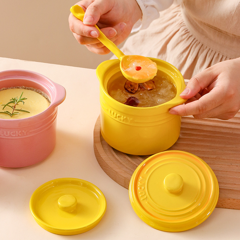 이중 뚜껑 세라믹 그릇, 새의 둥지 찐 계란 그릇 디저 - Kitchen Baking Bowls 리뷰 및 가격