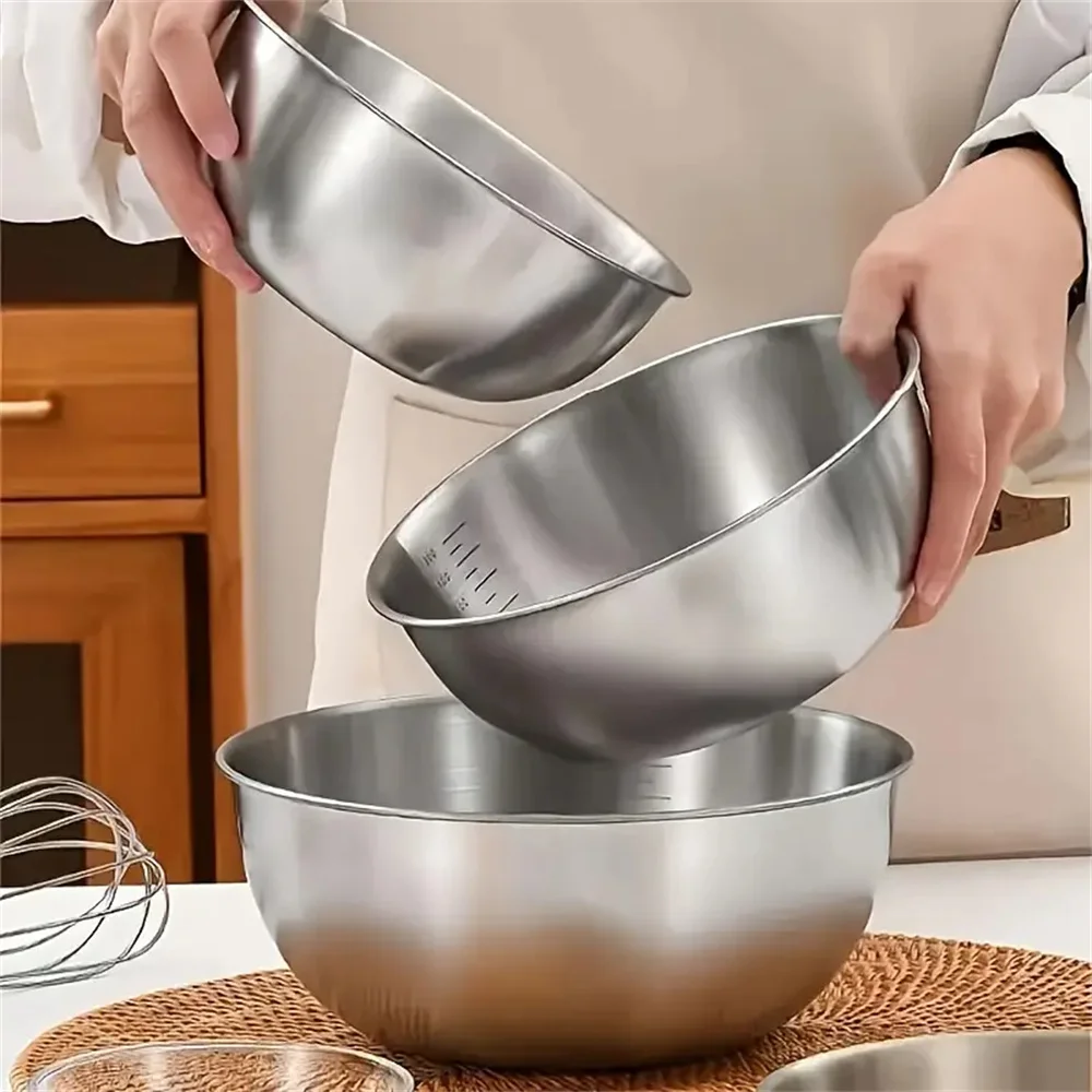 1-3 스테인리스 스틸 볼 세트(저울 포함) - 요리, - Kitchen Baking Bowls 리뷰 및 가격