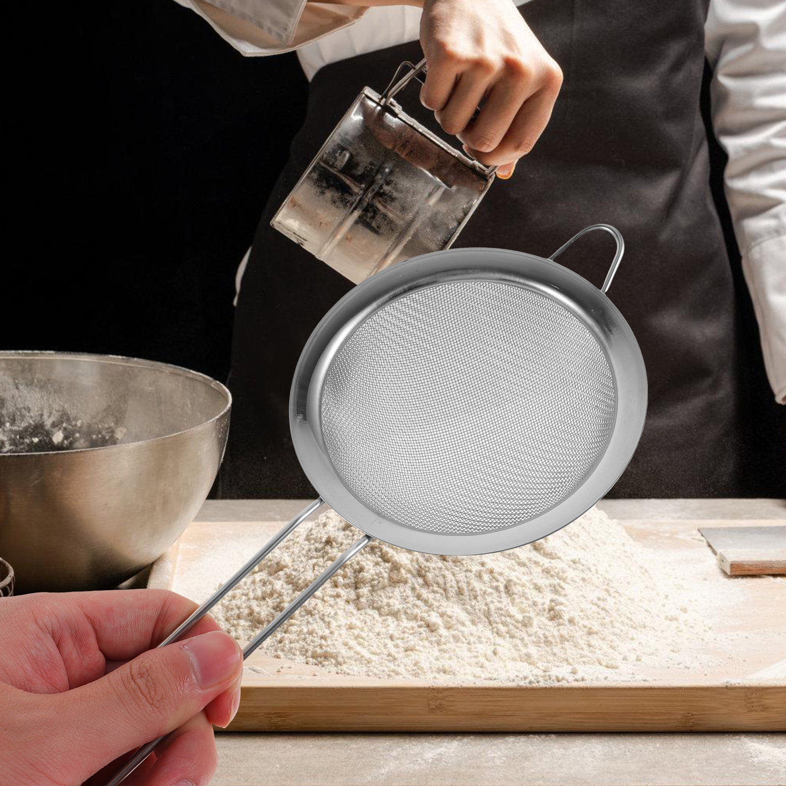 스테인리스 스틸 미세망 핸드헬드 밀가루 체/분말 거름망 - Baking Powder Kitchen 리뷰 및 가격